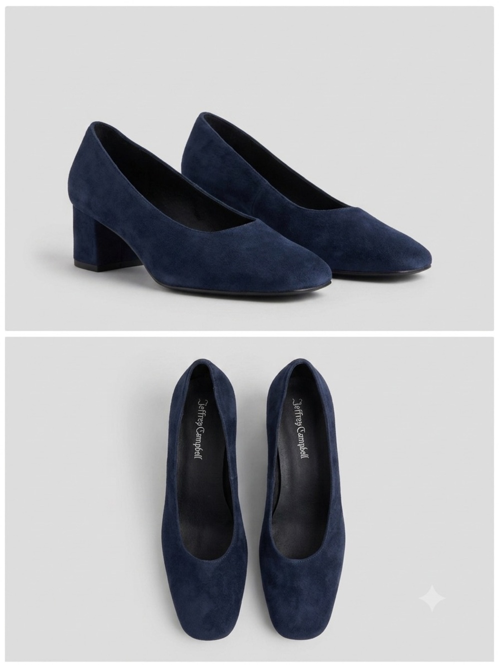 Jeffrey Campbell "Bitsie" Suede Block-Heel Pump, Navy